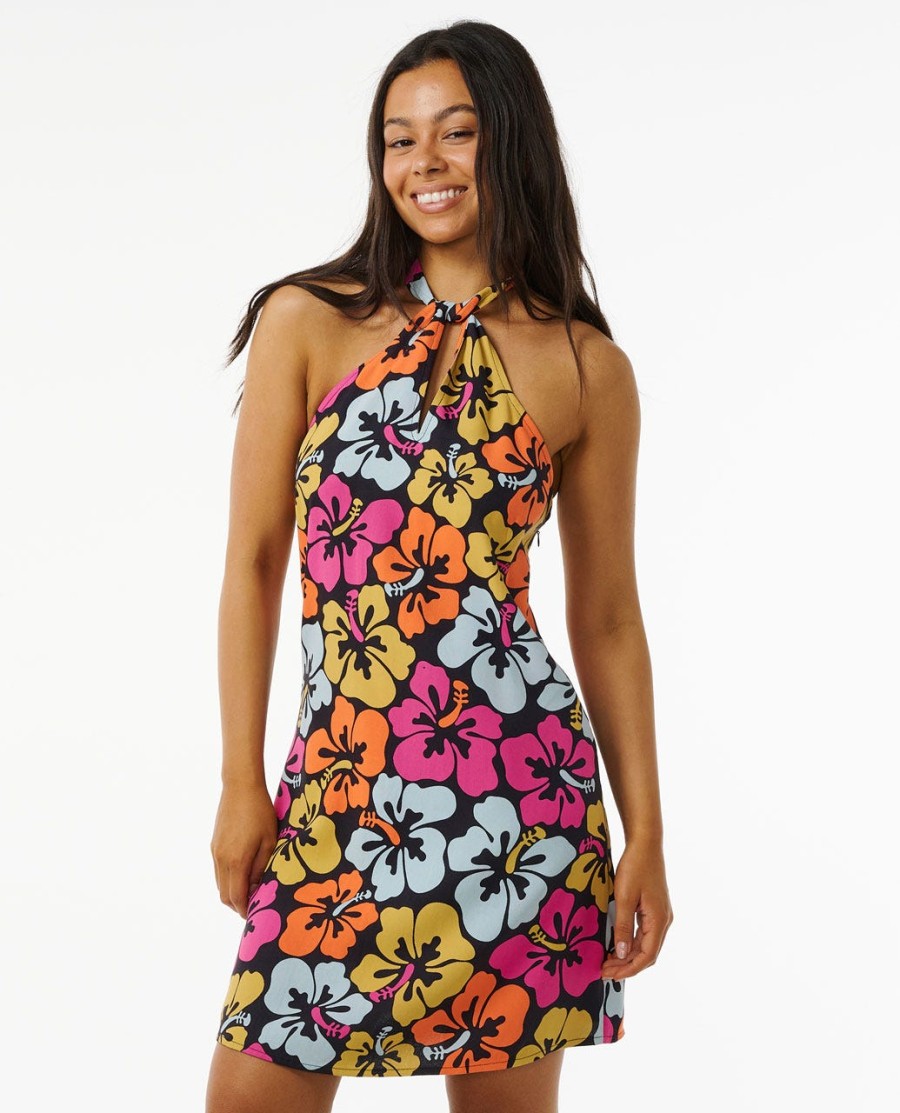 sukienka mini z wiązaniem hibiscus heat