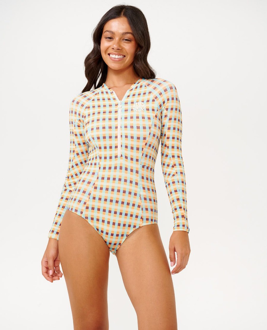 lottie check long sleeve upf surf suit