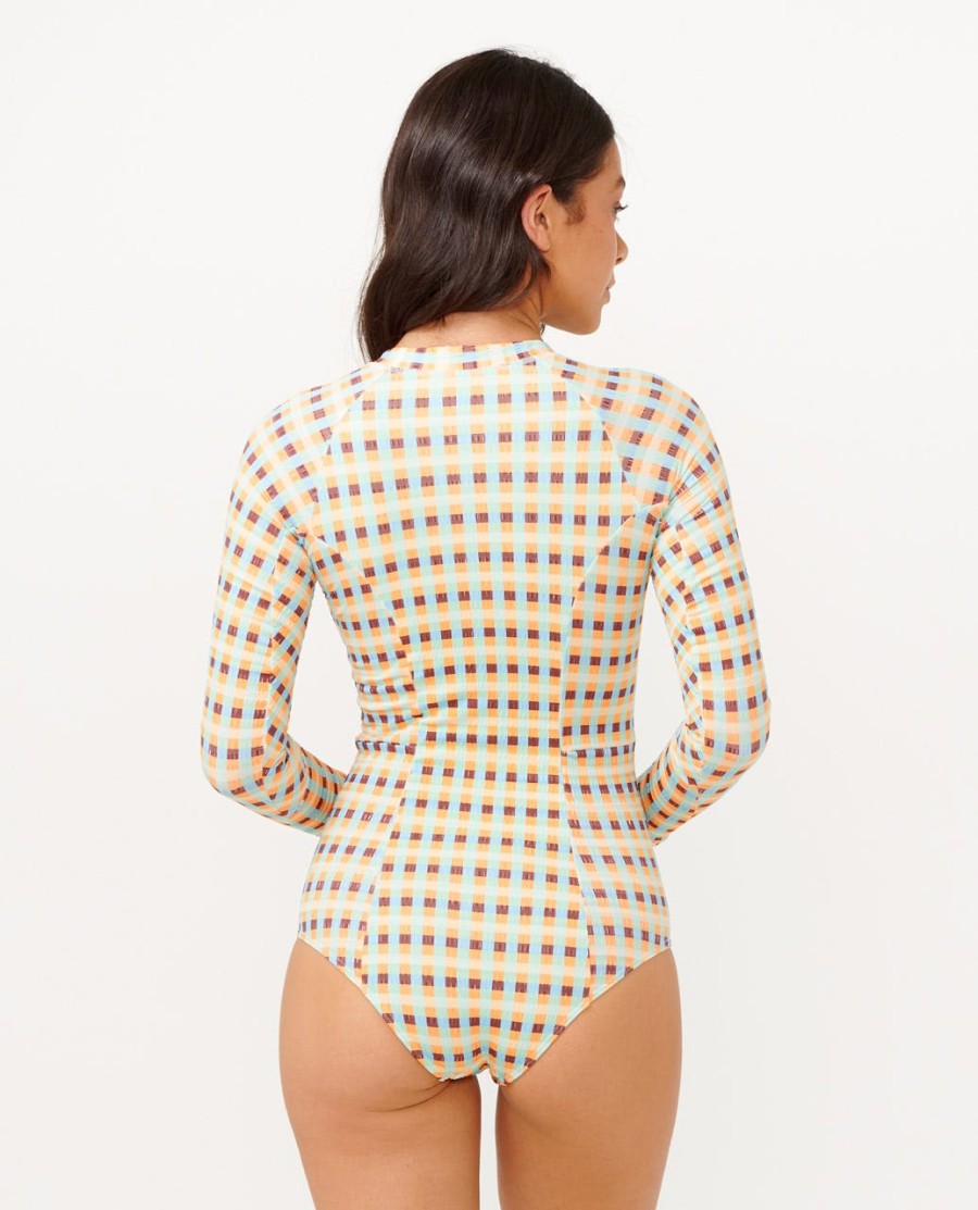 lottie check long sleeve upf surf suit