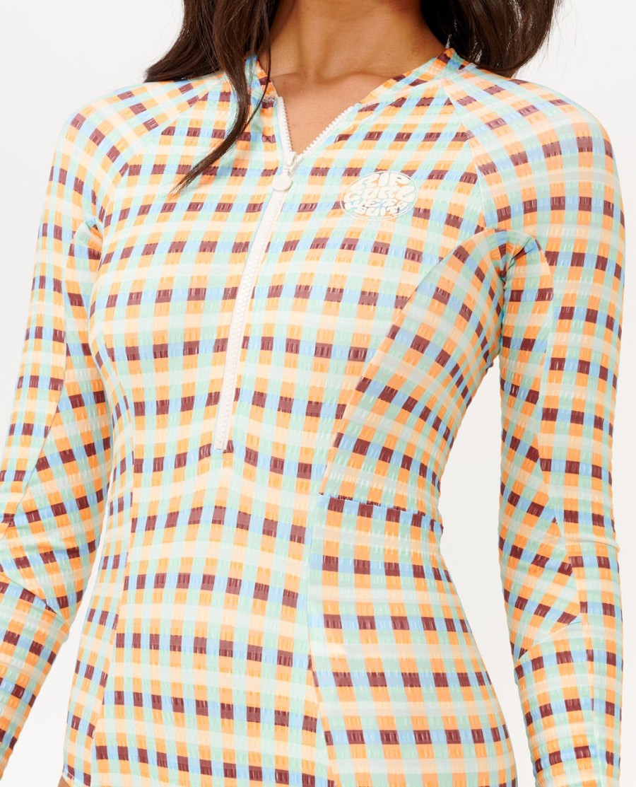 lottie check long sleeve upf surf suit
