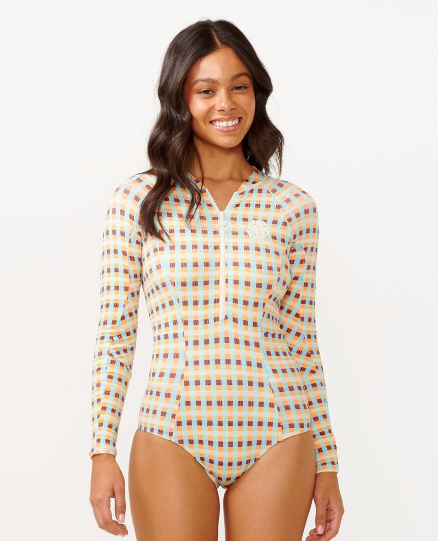 lottie check long sleeve upf surf suit