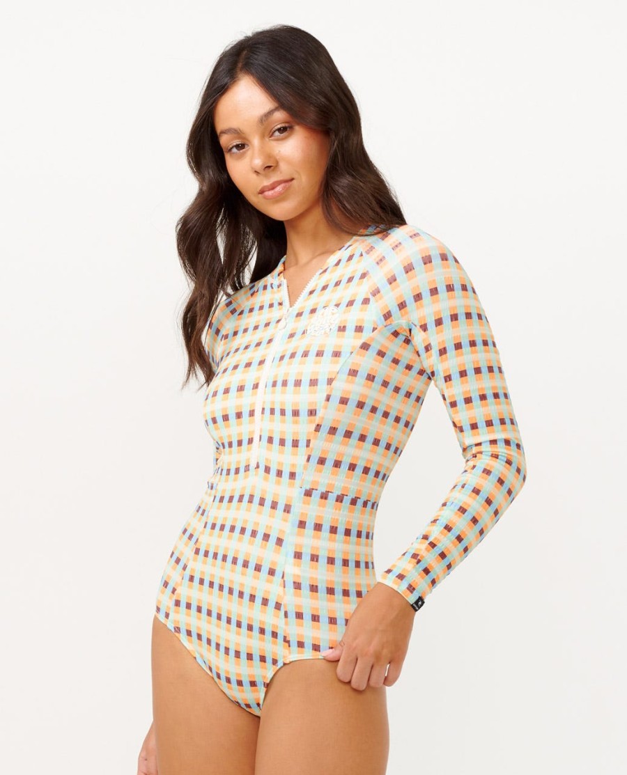 lottie check long sleeve upf surf suit